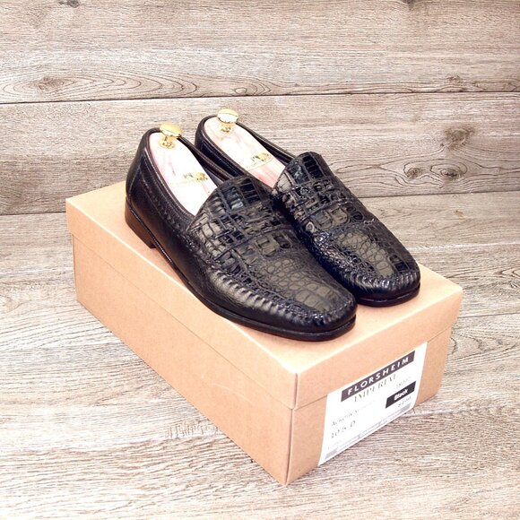 Florsheim Glossy Black Textured Loafers main image 6